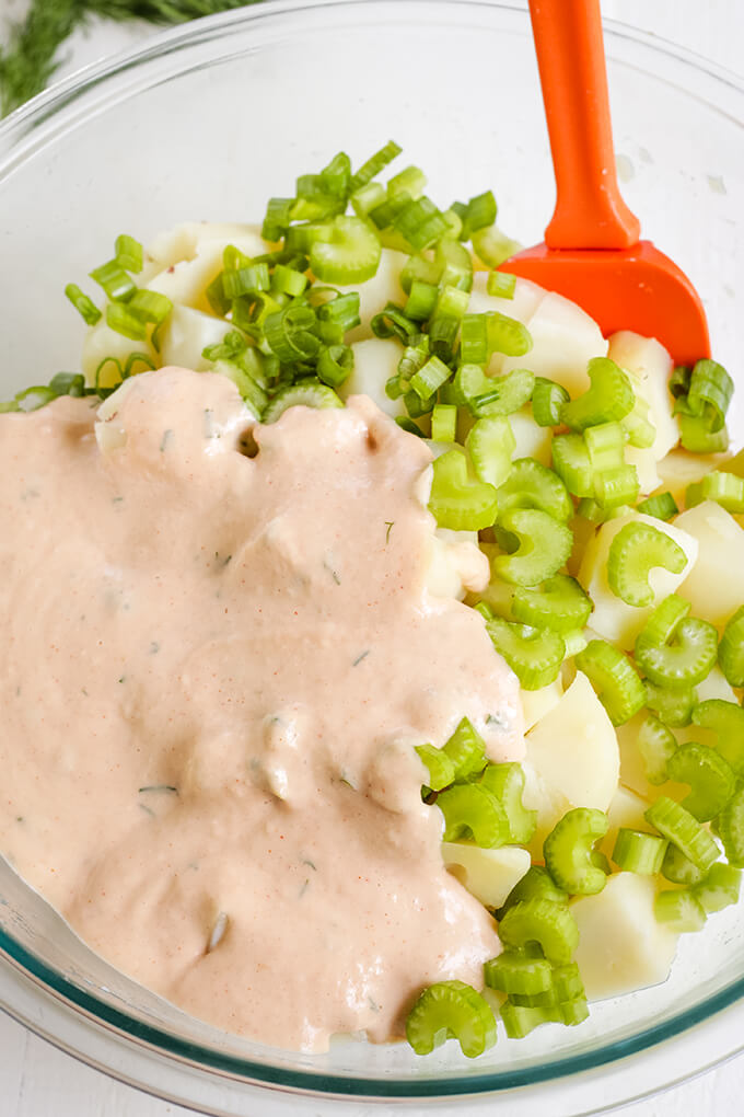 Healthy vegan potato salad