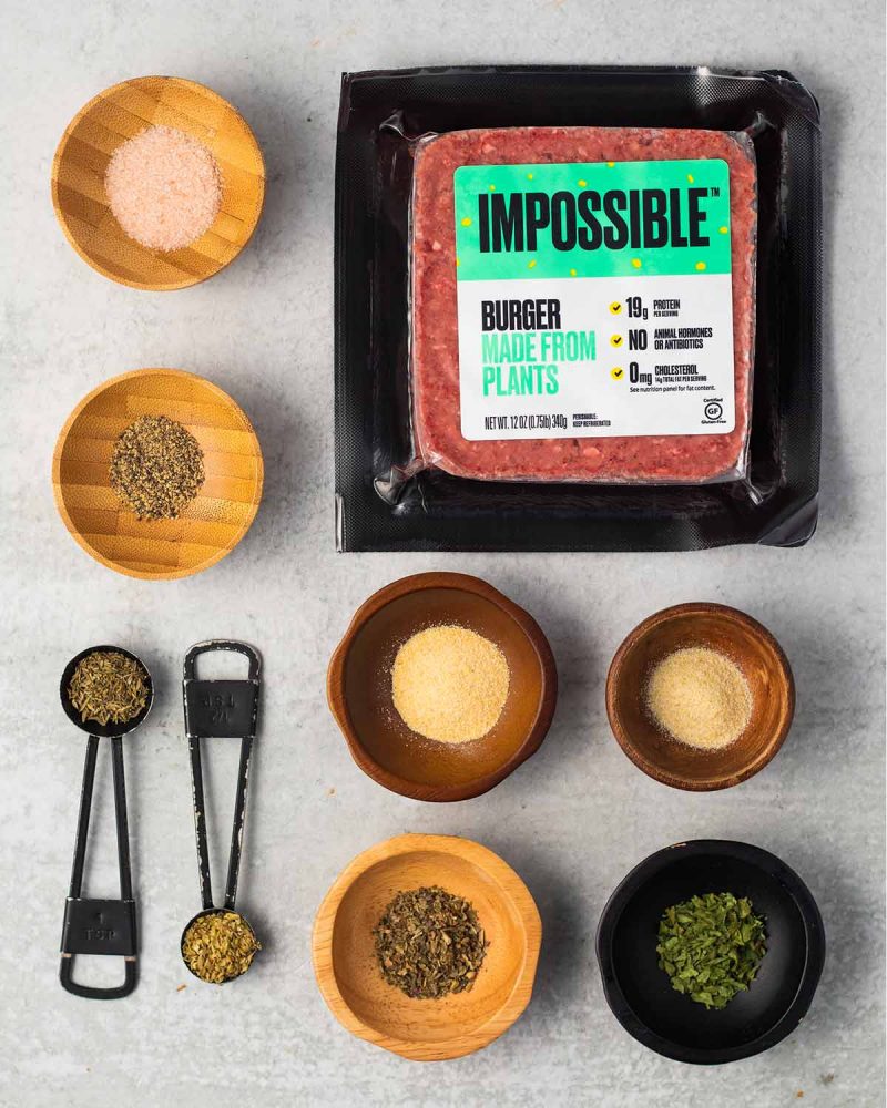 Ingredients for vegan meatballs