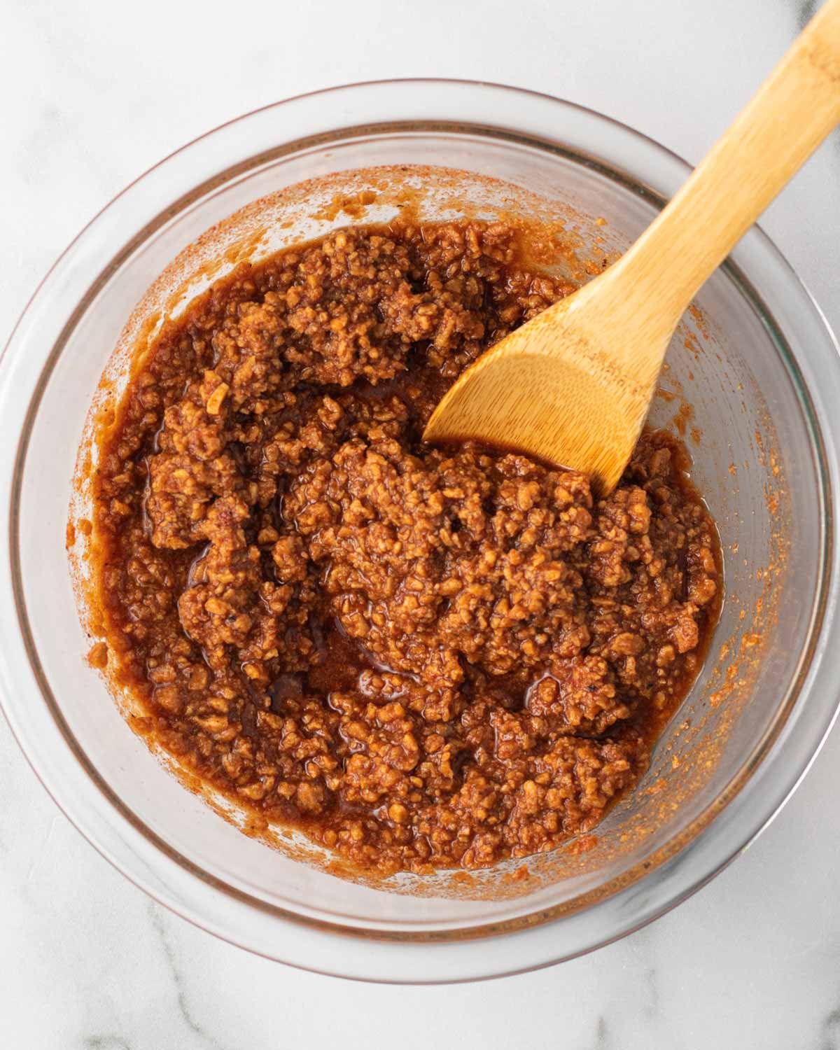 Dried TVP mixed into the marinade.