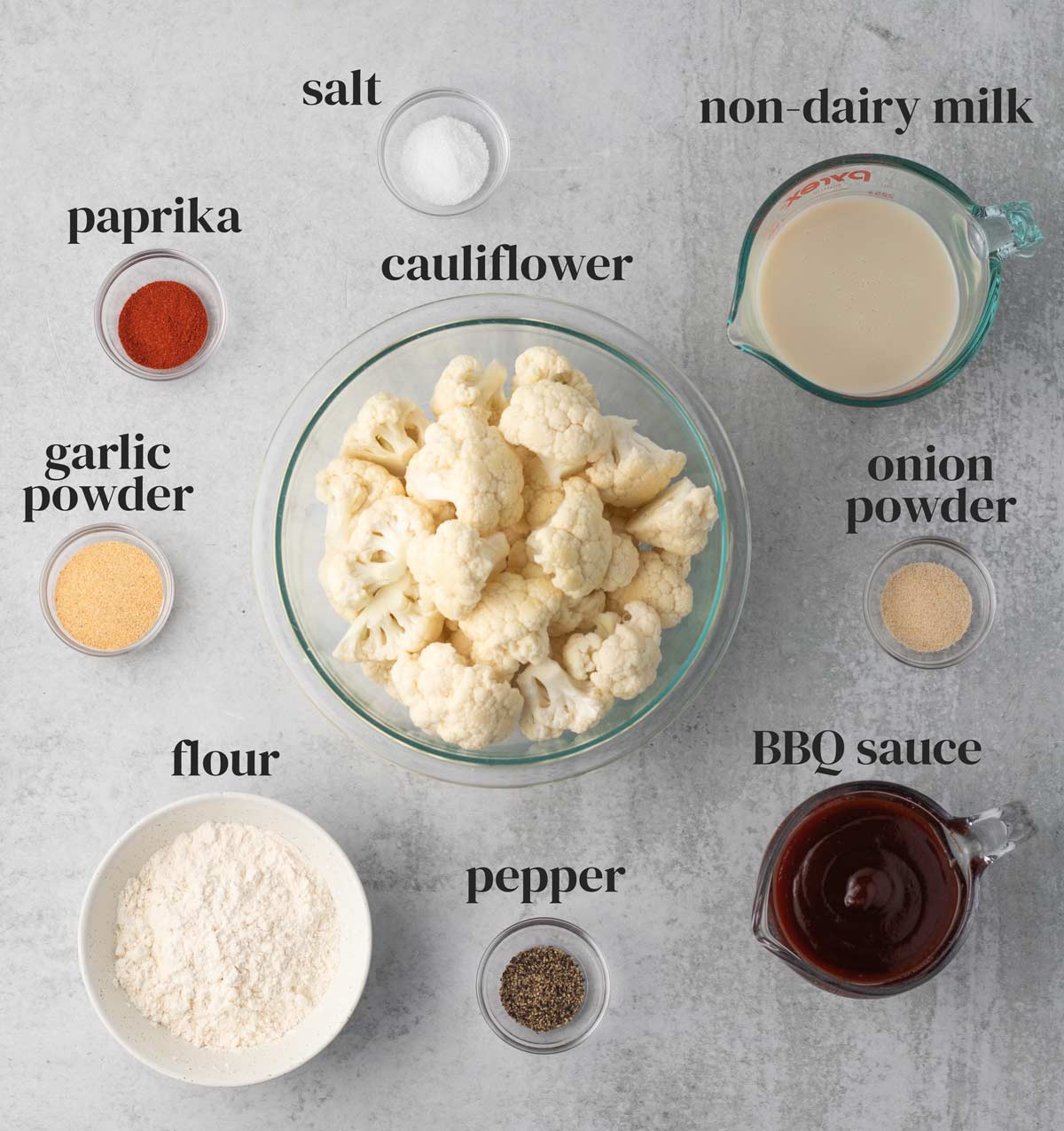 ingredients for barbecue cauliflower wings