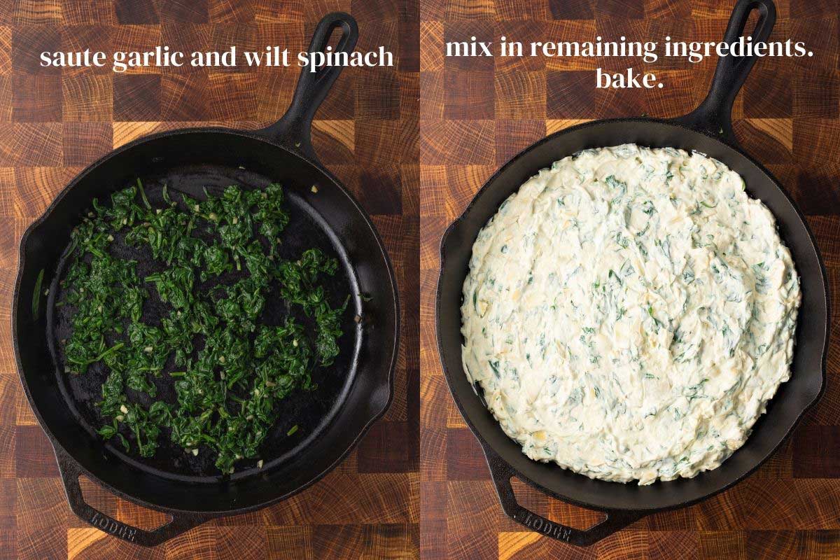Saute spinach in pan, then mix in remaining ingredients.