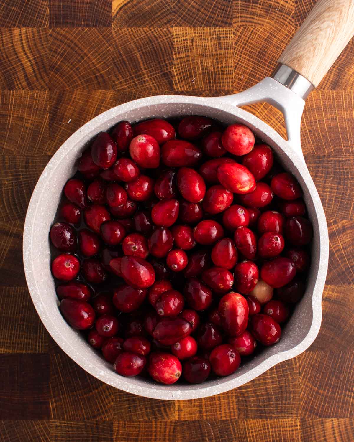 Pot full of cranberries.