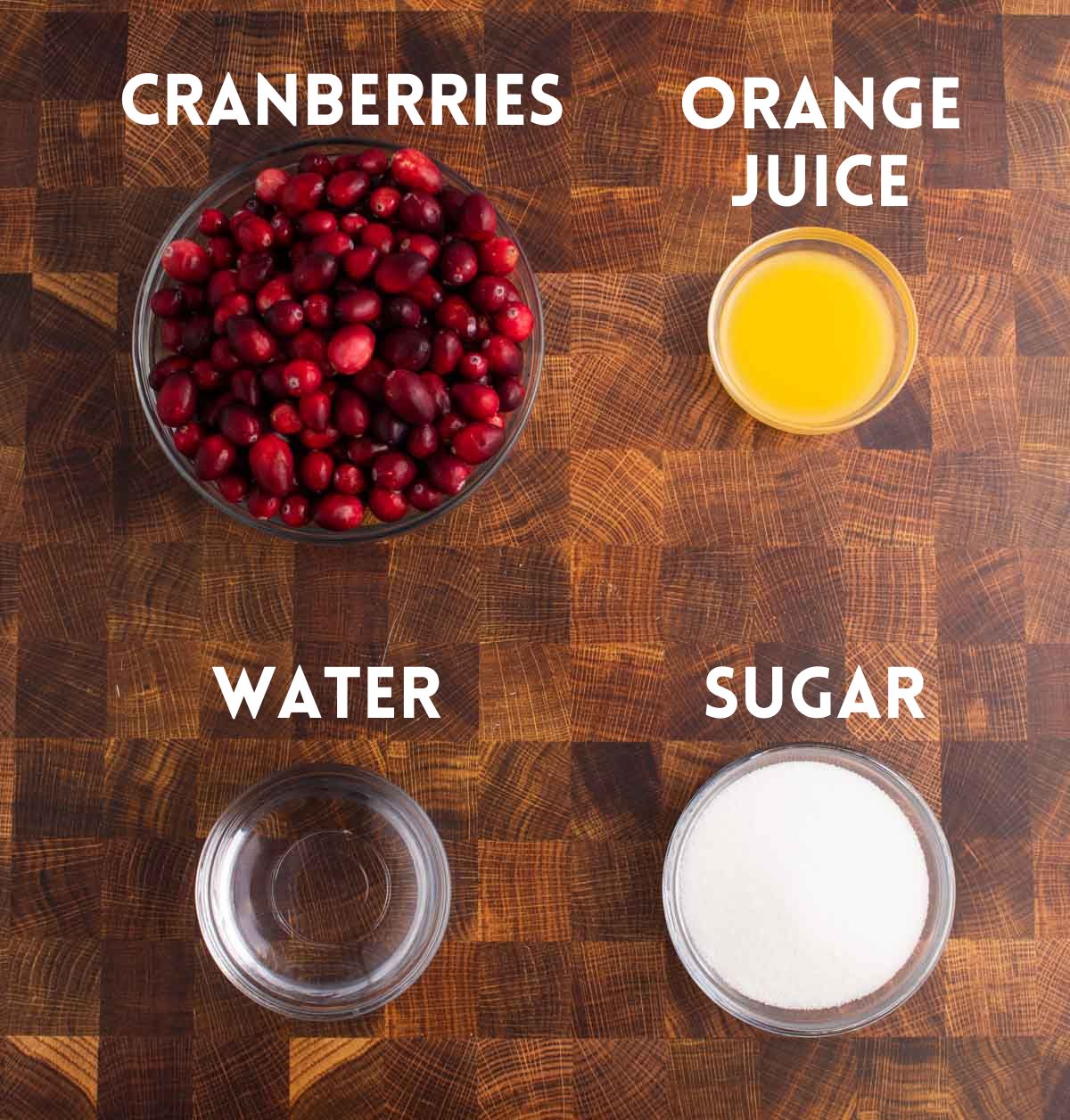 Ingredients for cranberry sauce.